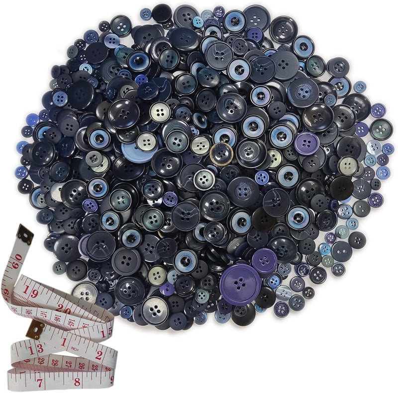 KOVOLALA 600-750Pcs Buttons for Crafts Assorted Sizes Resin Buttons for Sewing Decorations DIY Arts and Crafts Children's Manual Button Painting with a 60-inch Soft Ruler - Image 1
